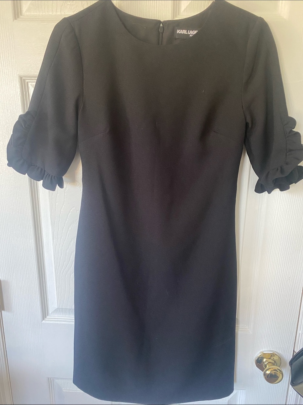 Karl Lagerfeld Black Ruffle Sleeve Mini Dress